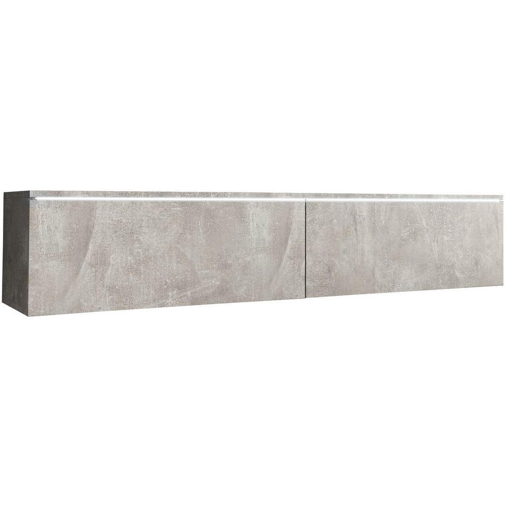 P & B Lowboard , Grau , Kunststoff , Betonoptik , kaltweiss , 140x30x33 cm , Fsc, Made in EU , stehend, hängend, Beleuchtung, in verschiedenen Holzdekoren erhältlich , Wohnzimmer, TV Möbel, Lowboards, Lowboards stehend