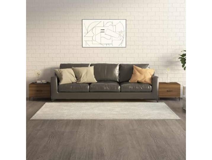 HEFZGDB Couchtische Metallbeine 2 STK. Braun Eichen-Optik 50x50x40 cm mit Schublade und Holzwerkstoffplatte für Wohnzimmer Einrichtung