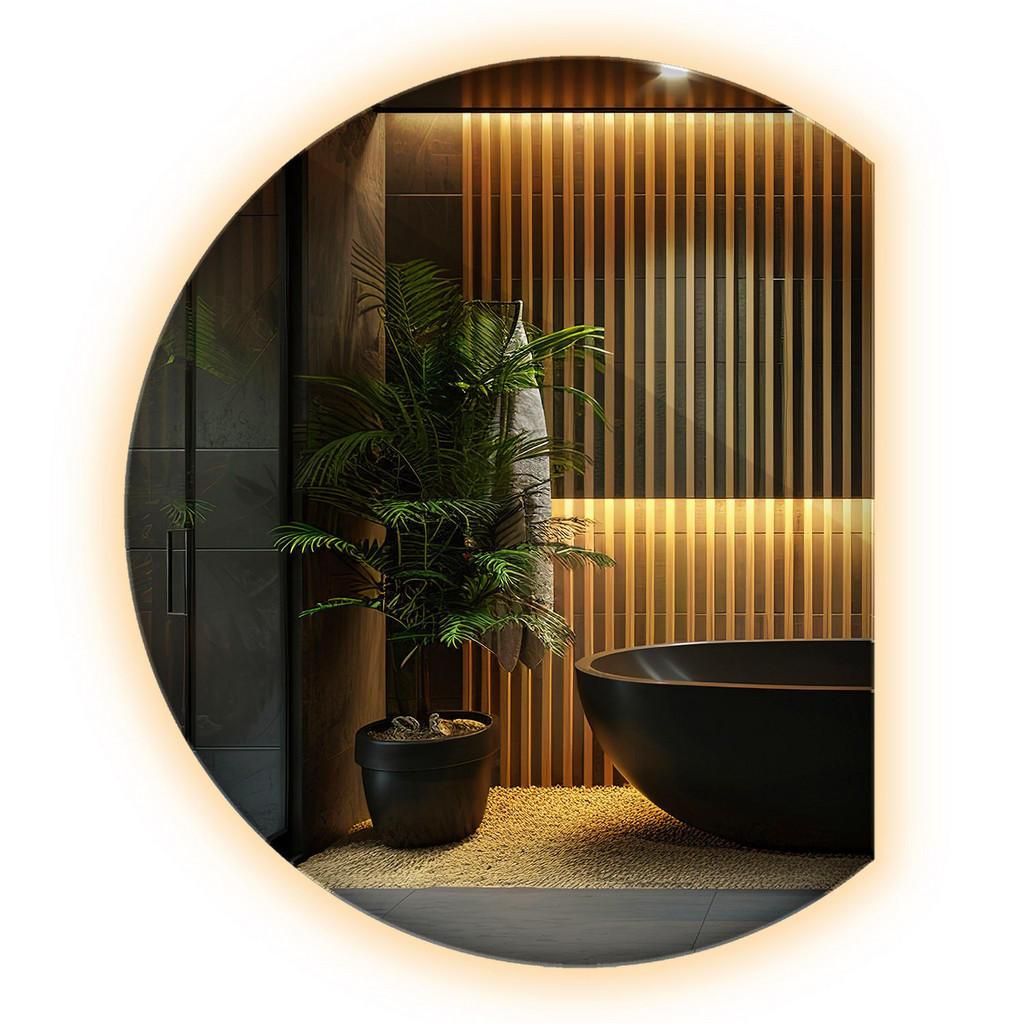 Wallfluent Led, Transparent, Glas, Organisch, 63x70x0.4 cm, Spiegel, Wandspiegel