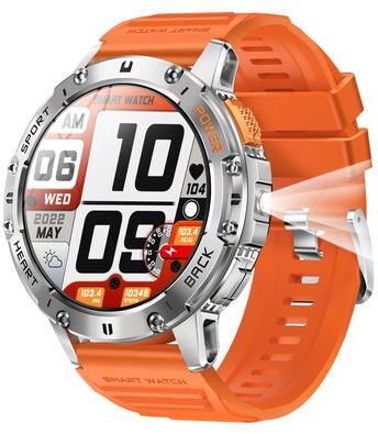 Everyday Crate K65 Bluetooth Calling Smart Watch 1.43 Inch AMOLED Fitness Watch With Heart Rate Blood Oxygen Monitor orange