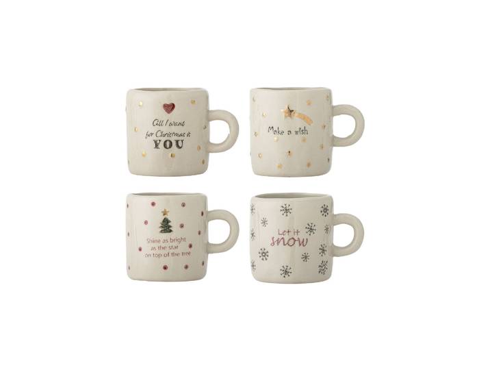 Lot de 4 tasses en grès naturel Christy