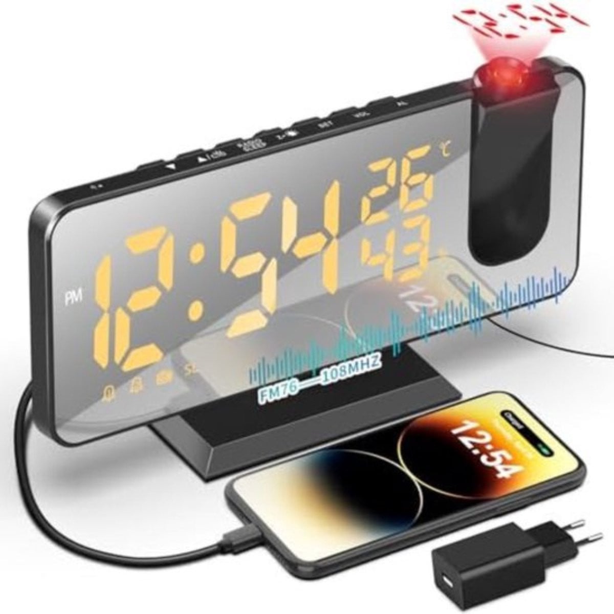 Digitale Wekker met Projectie en Temperatuur voor de Slaapkamer