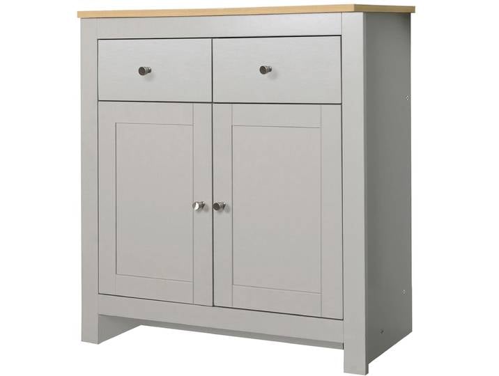 Kommode EMERALD teilmassiv 81 x 79 x 35 cm Eichefarben/Grau