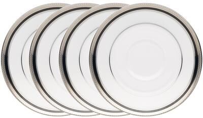 "Noritake Austin Platinum Set of 4 Saucers, 6"""