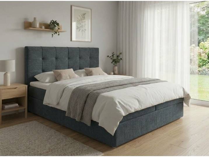 Boxspring-Polsterbett DIRELIS VIBE 180x200 cm dunkelgrau Matratze: Bonell-Federkernmatratze