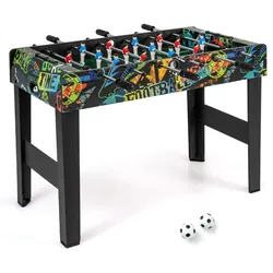 Helloshop26 - 2-in-1-Tischkicker 94 x 51 x 69 cm mit realistischem Design und flexiblen Metallstangen aus schwarzem MDF 20_0018124