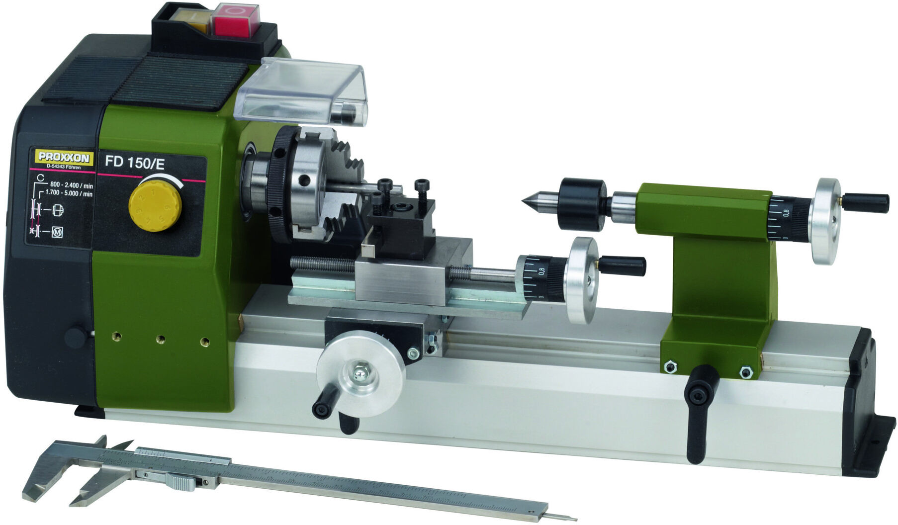 Proxxon FD 150/E Feindrehmaschine mit stufenloser Drehzahlregelung und Dreibackenfutter Ø80 mm, 24150)