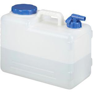 Relaxdays Wasserkanister, 15 Liter, lebensmittelecht mit Schraubverschluss & Auslaufhahn