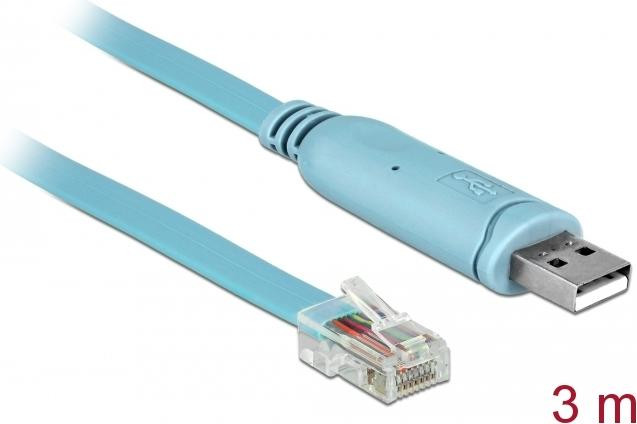 Delock 63289 USB 2.0 naar RS232 RJ45 Seriële Adapter, 3.0m, Blauw