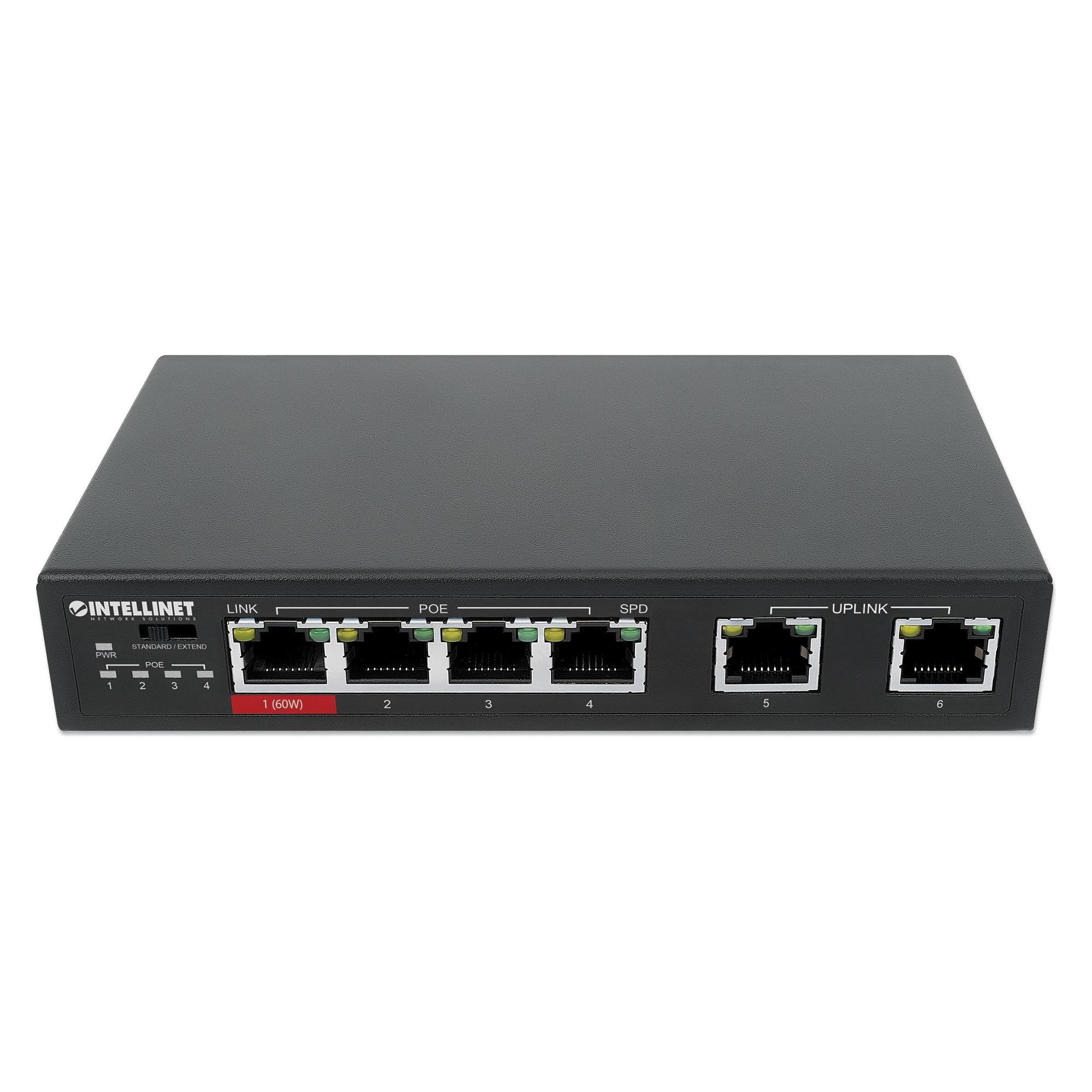 Intellinet 6-Port Fast Ethernet Switch mit 4 PoE-Ports (1 x High-Power PoE) (6 Ports) (561686)