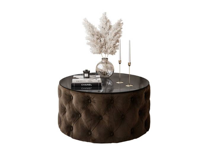 Lookway Couchtisch CHESTERFIELD 70 cm runder gepolsterter couchtisch, 70x40 cm