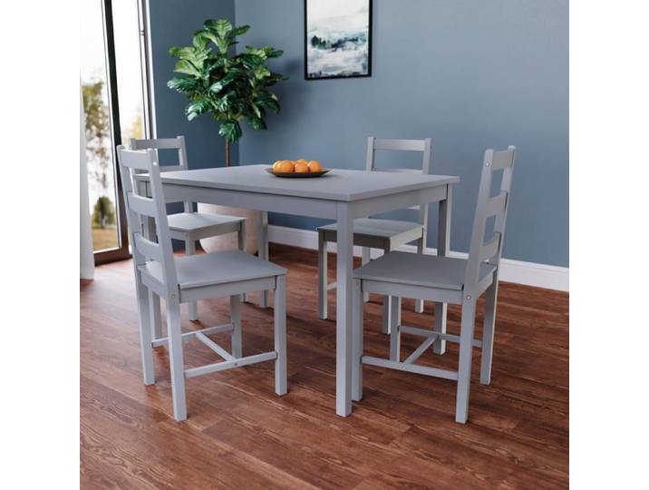 Ensemble table et chaises 4 places Yorkshire bois massif cuisine salle à manger gris