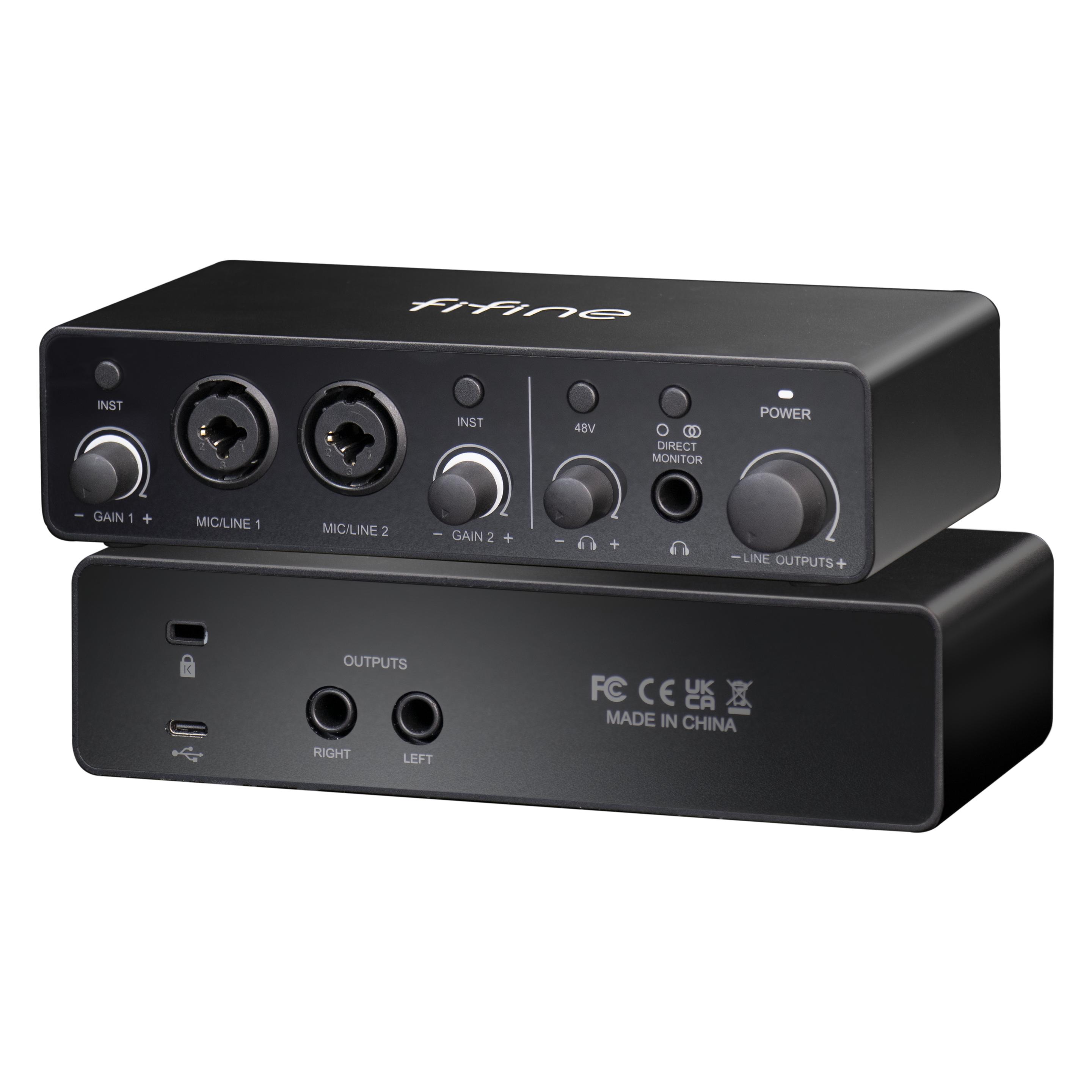 Fifine Ampli3 Type-C Audio Interface 2 Channel USB Treble Sound Card Mixer (USB) (Ampli3)