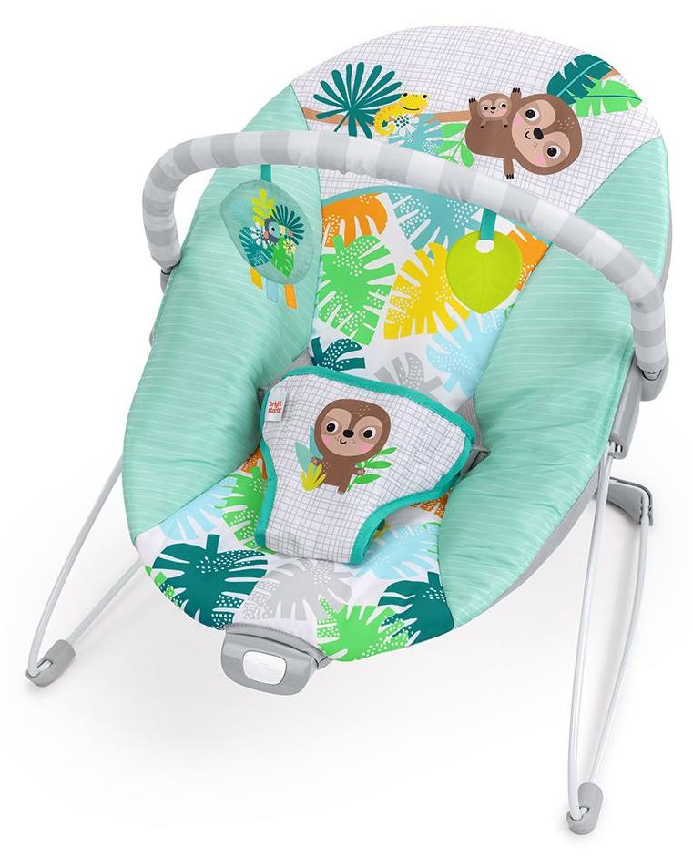 Bright Starts Wild Wonders Vibrating Baby Bouncer met afneembare speelboog en 3-puntsgordel