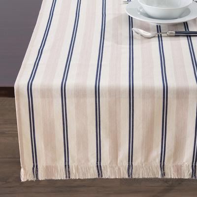 "French Home 18"" x 57"" Cream, Blue, and Pink Striped Table Runner - 18"" x 57"""