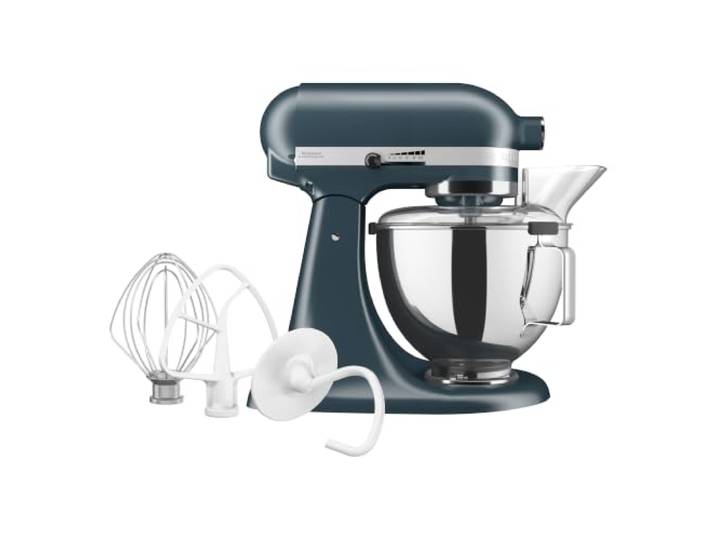 KitchenAid Classic 4,3L Küchenmaschine mit Schwenkkopf, 10 Stufen mit Sanftanlauf, Flachrührer, Knethaken & Schneebesen, Planetenrührwerk, 59 Schüsselkontaktpunkte, Blue Steel