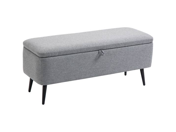 HOMCOM opbergbank, multifunctioneel, Antislip ontwerp, gestoffeerde zitbank met linnenlook, tot 150 kg, 101 x 38,5 x 44,5 cm, grijs Aosom.nl