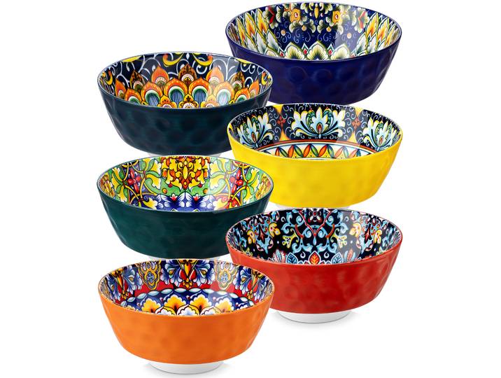 Vancasso 6/12 pièces bols à soupe en céramique 4.7 pouces bols à soupe bols colorés lave-vaisselle four sûr pour céréales/soupe/avena