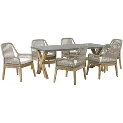 GARTENMÖBEL SET 6-Sitzer Faserzement 200/100 cm grau/beige Olbia