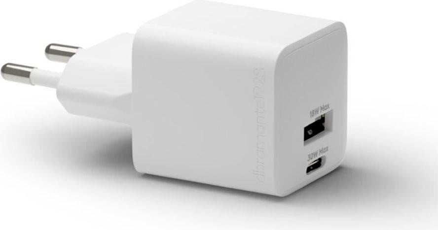 dbramante1928 Netvoeding 30 Watt PD met 2 aansluitpunten USB en USB-C - Wit