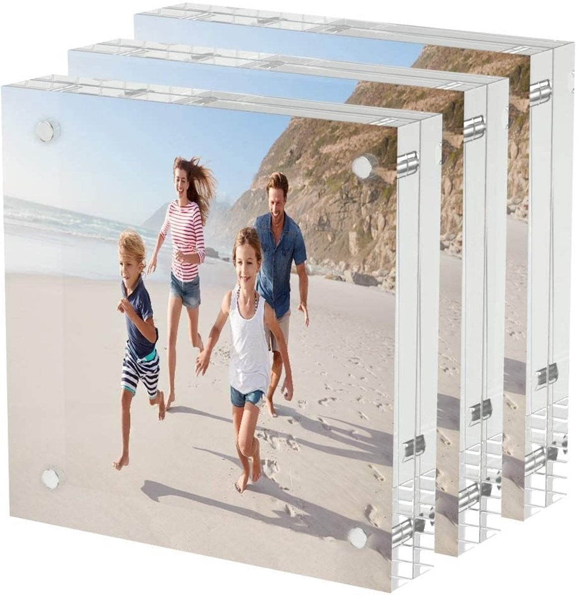 Set van 4 SnelShoppen Acryl Fotolijsten, Transparante Dubbelzijdige Magnetische Lijsten, Frameloos Lucite