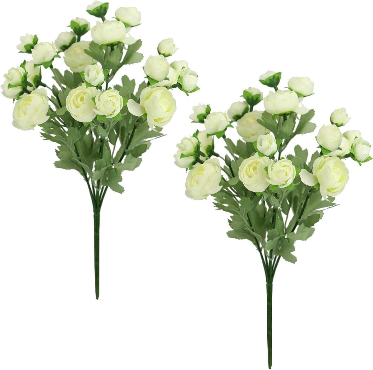 Set van 2 witte kunstranonkels van zijde voor decoratie