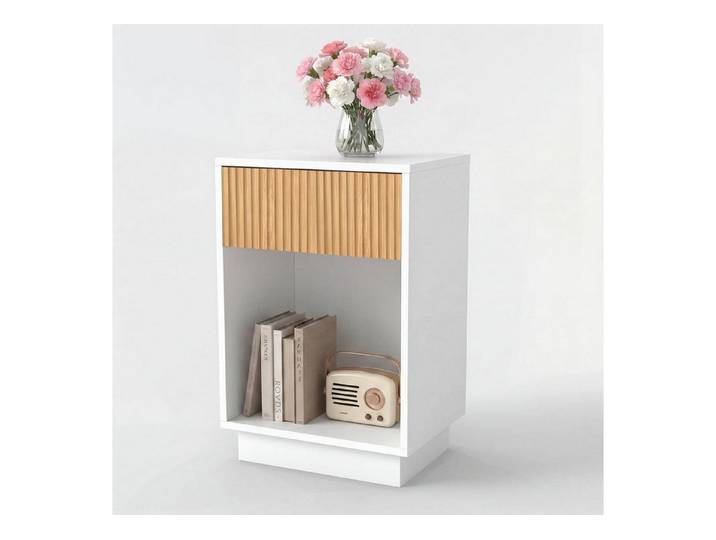 LuxusKollektion Nachttisch Nachttisch mit Schublade & Regal 40x30x60cm Weiß (1-St)