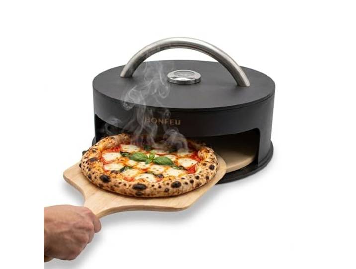BonFeu BonPizza Pizzaofen Schwarz - Küchengeräte - Pizza Ofen - Pizzaofen Holz - Pizzarette - Pizzaofen Outdoor - BonBiza Pizza Ofen - Gartenöfen für Pizzas - 42x42x15cm