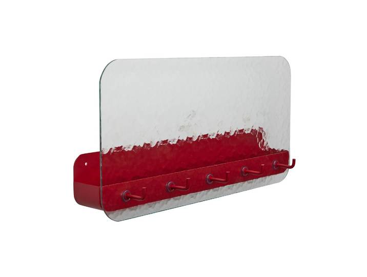 Étagère murale en métal rouge, avec verre texturé - Hübsch, Shack