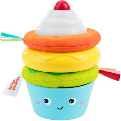 Stapelspielzeug BRIGHT STARTS "Cupcake Tower Stacking Toy with Teether", bunt, Stapelspielzeug, BabyB:13cm H:13,5cm T:10cm, Kunststoff, B:13cm H:13,5cm T:10cm