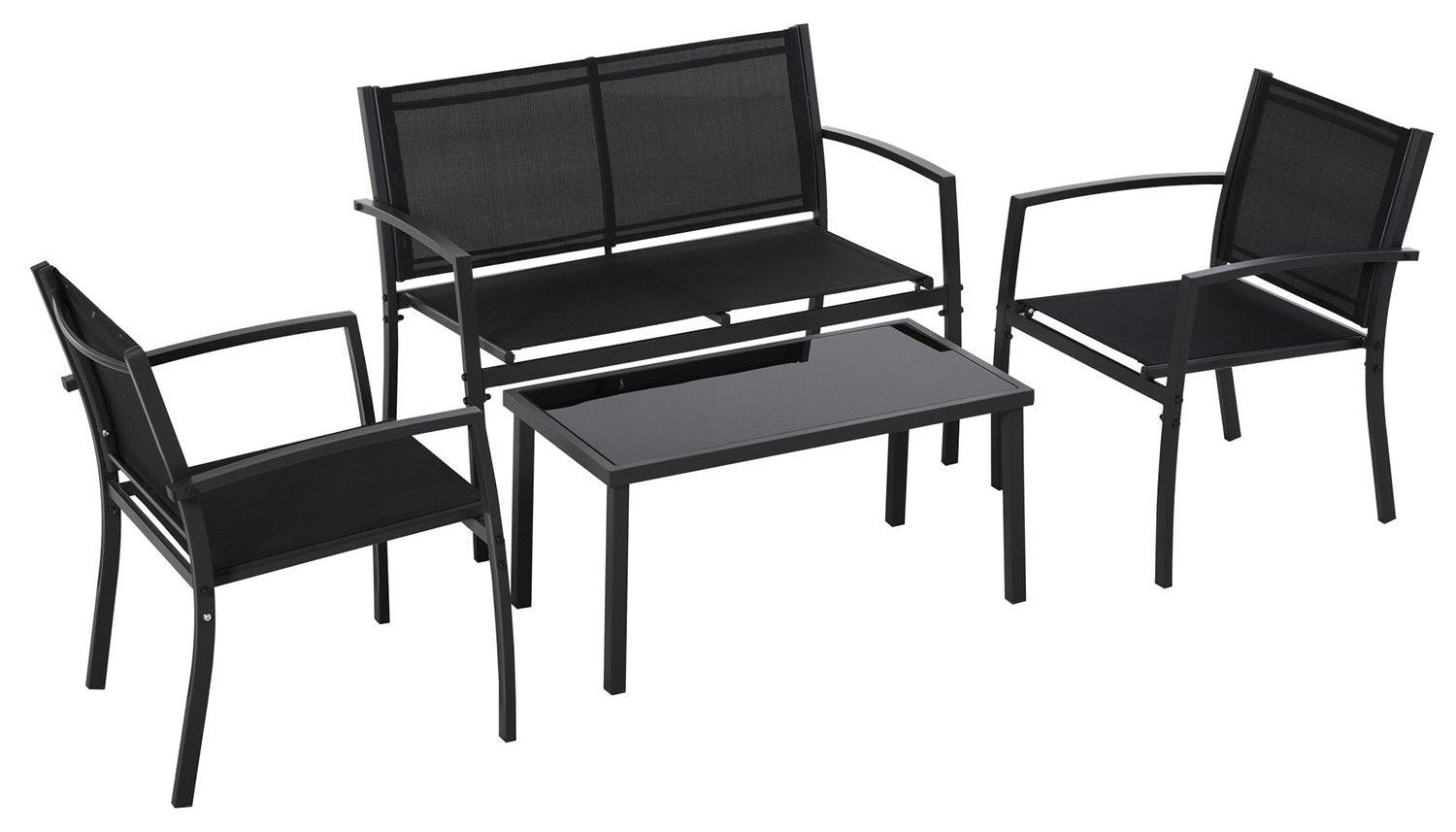 Gartenmöbel - Lounge-Set - Sitzgruppe - Lounge-Bank - Gartentisch-Set - Mit Metallrahmen - Mit Textilene-Bezug