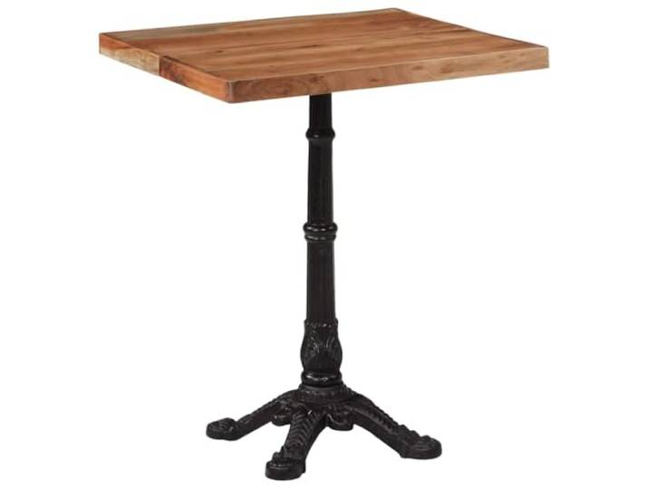 HEFZGDB Massiver Akazienholz Bistrotisch 60x60x76 cm mit Gusseisengestell - Robuster Esstisch oder Ablagetisch für Getränke - Natürliche Holzmaserung - Stabiles Wohnzimmermöbel