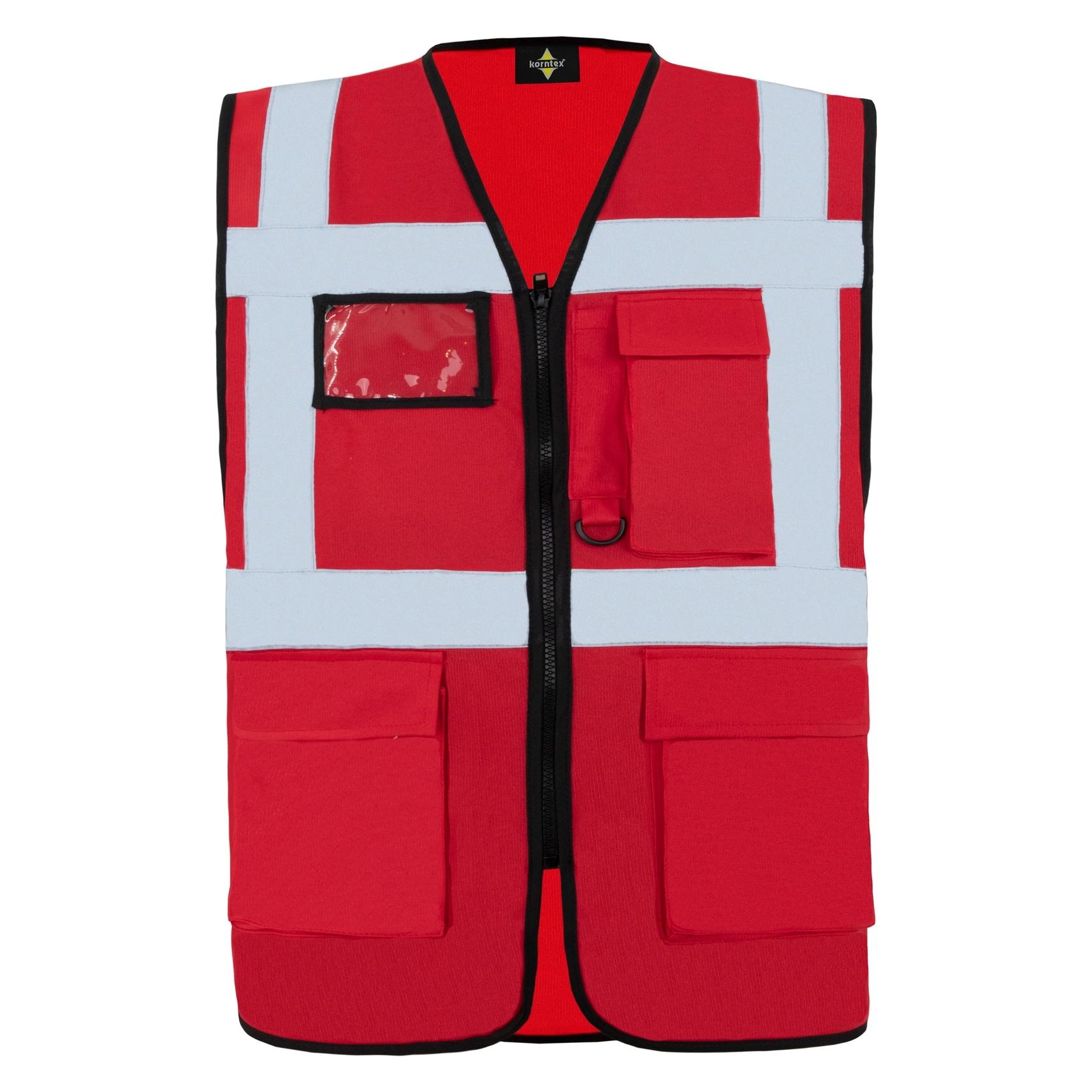 Korntex Warnweste Multifunktional Hamburg Rot mit 360° Sicherheit 3XL EN ISO 17353 KXCMF (3XL) (KX226-RED)