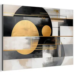 METALLBILD Abstrakt - Gold - Silber - Formen - Ästhetisch - Modern Deko Groß 120x80 cm
