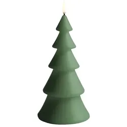LED Kerze Christmas Tree in Olivegrün, glatt, 10x20cm