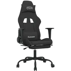 vidaXL Gaming-Stuhl mit Massage & Fußstütze Schwarz Stoff