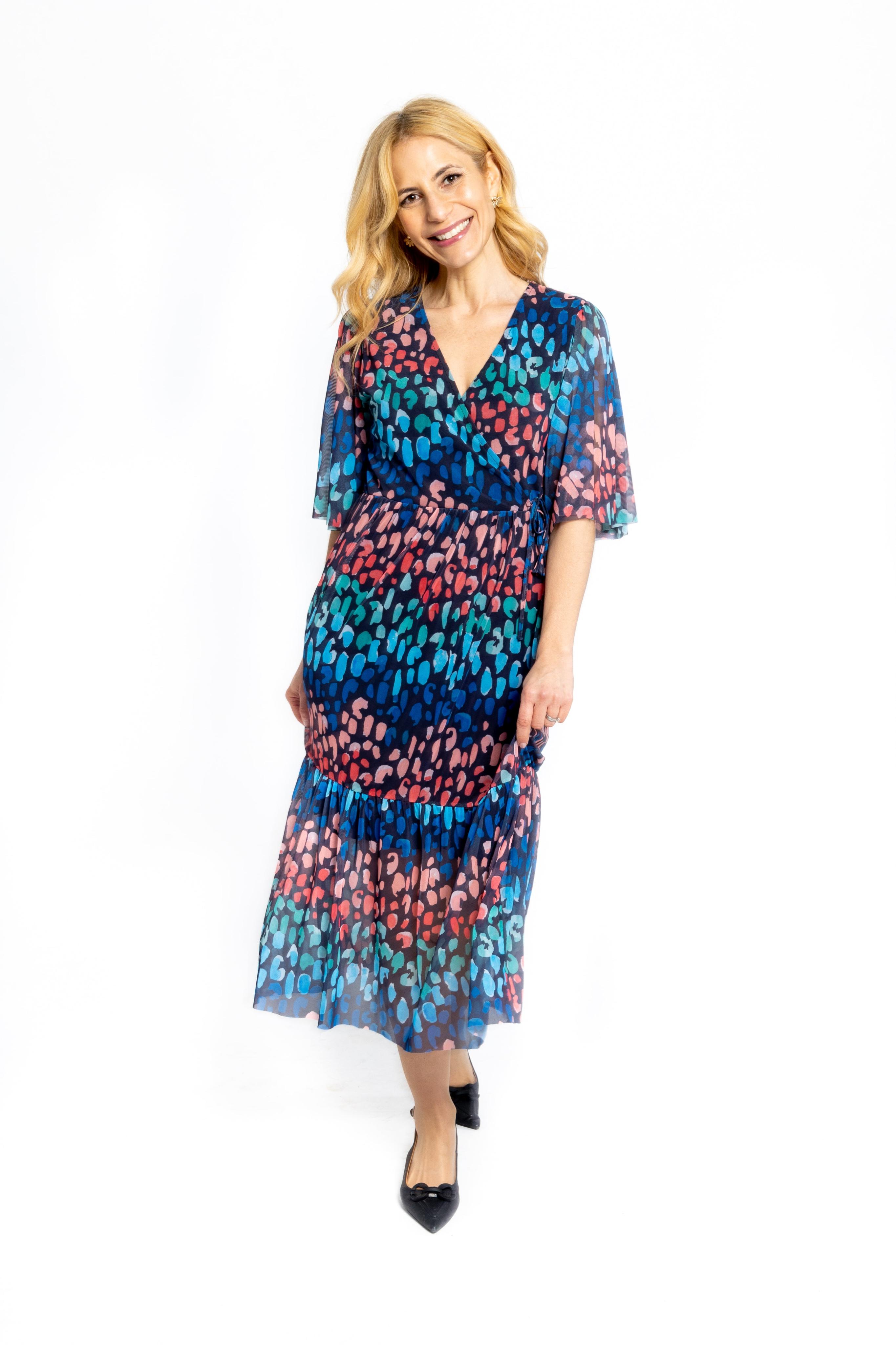 Louise Halbes Wickelkleid aus Mesh