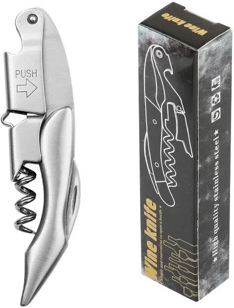 INF Vielseitiger All-Steel Korkenzieher mit Spitze - 4-in-1 Weinöffner