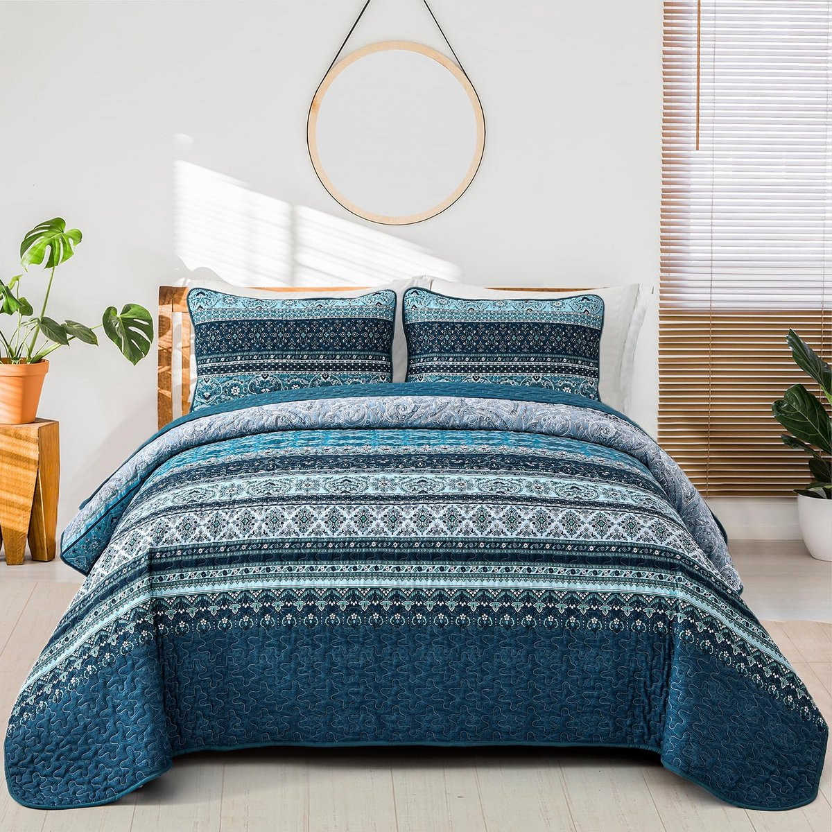 Unyqoos 3-delige bedsprei set voor tweepersoonsbedden inclusief kussenslopen