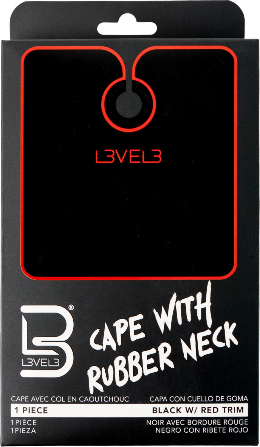 L3VEL3 Umhang mit Gummikragen Schwarz mit rotem Rand LV30238