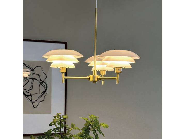 DL20 Lustre, opale/laiton, à 3 lampes - Dyberg Larsen - Salon / séjour - Scandinave - Métal - Multi-ampoules