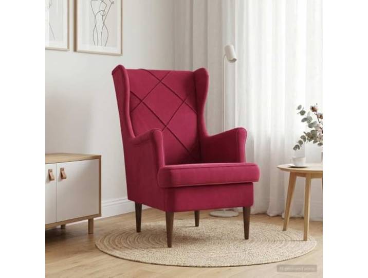 YUTAASU Velvet Accent Chair Wine Red Removable Cushion, Sturdy Wood Metal Frame, Easy Assembly, Living Room Bedroom