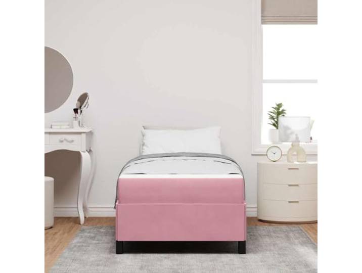 KTHLBRH Einzelbett Rosa 90 x 190 cm mit Matratze Struktur aus Stoff, minimalistisches Design, einfache Linien, geeignet für moderne Räume