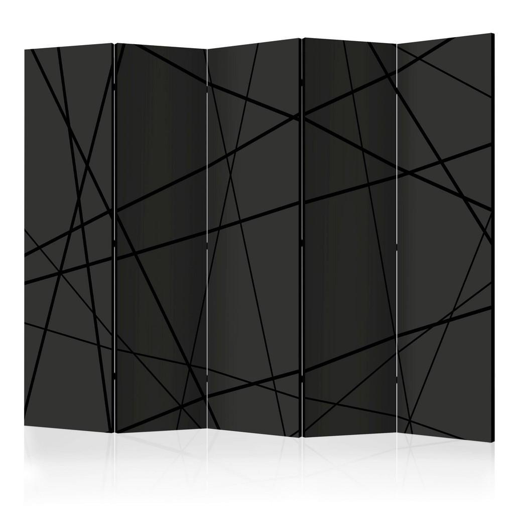 artgeist Paravent, Anthrazit, Schwarz, Holz, Textil, Kiefer, massiv, geometrisch, 225x172x3 cm, Motiv auf Vorderseite, Wohnzimmer, Raumteiler & Paravents, Paravents