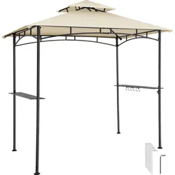 TecTake GmbH tectake Grillpavillon Maracaibo wetterfest Doppeldach UV-Schutz Ablagen Sand 240x150x250cm