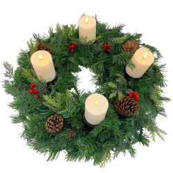Gartenpirat Gartenpirat Künstlicher Adventskranz Ø 60 cm mit 4 LED-Kerzen Flacker-Effekt