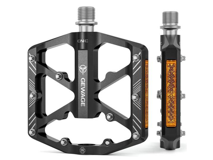Fahrradpedale Aluminium mit Reflektoren Schwarz, Metall, 10.1x1.5x11.8 cm, Freizeit & Co, Sport & Fitness, Fahrräder, Fahrradzubehör