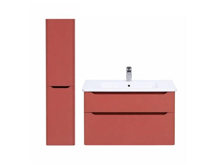 Meuble vasque suspendu VITRA Sento Round 120cm Terracotta mat + Colonne version gauche