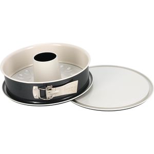 Dr.Oetker-Küchenhelfer Backform mit Flach-& Rohrboden, Stahl, Ø 26cm, grau/creme, antihaftbeschichtet, Back-Trend Springform