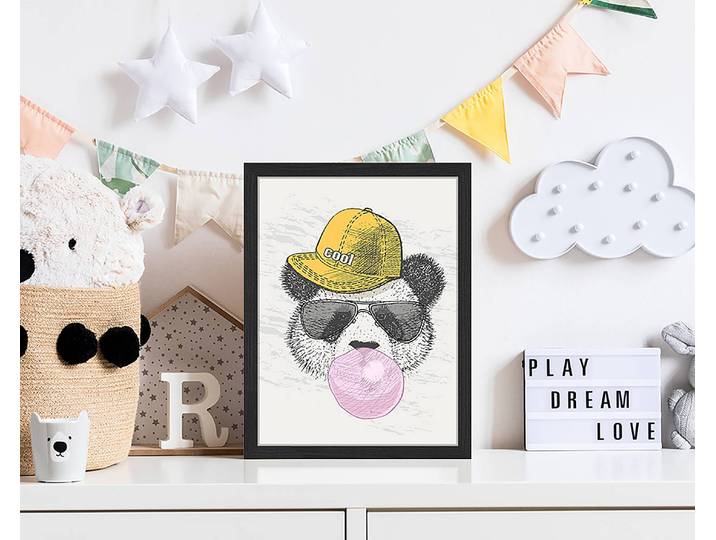 Tableau déco Panda With A Cap 33 x 43cm Multicolore